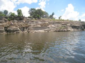 The view of the Boat Ramp park from the lake. Lots of good fishing along these drop-offs!